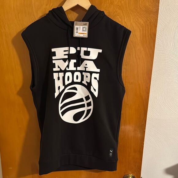 Puma Hoodie Mens Small Black Sleeveless - Picture 1 of 3